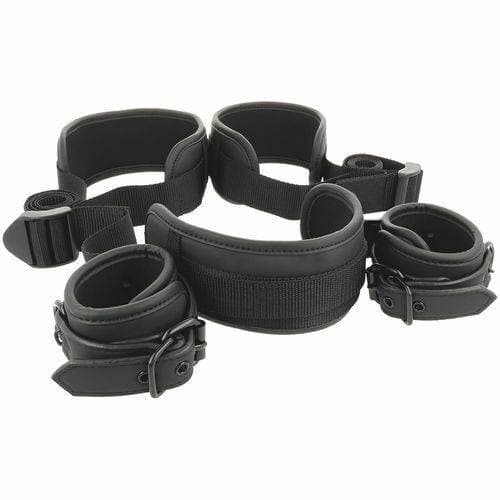 Imbracatura-Kit-Manette-Fetish-Submissive-Gioco-Sadomaso-Bdsm-Nero-Bondage