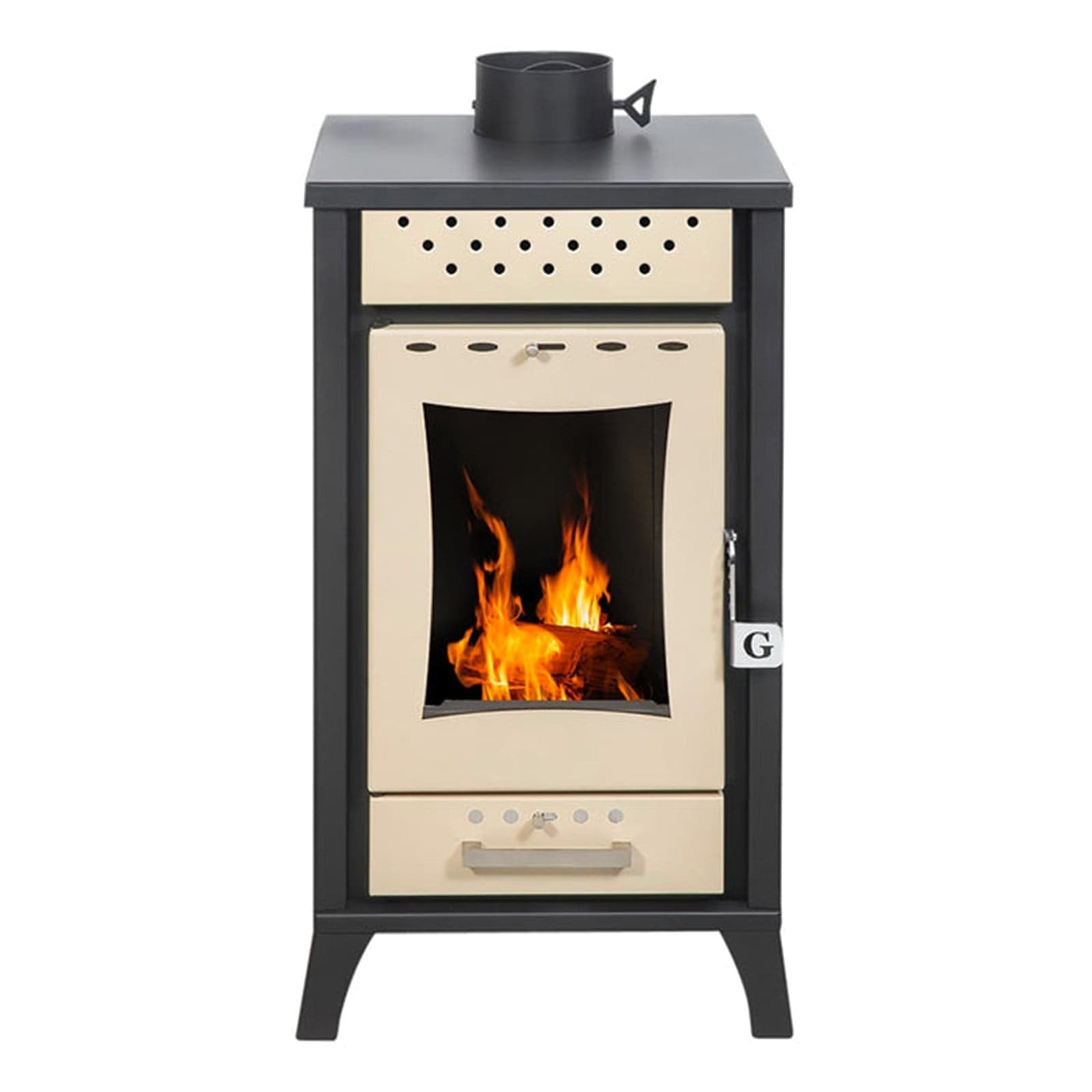 Stufa a legna "Olga" 15 kw in acciaio verniciato h 91 cm in Forni caminetto La Zappa - Altamura, commercioVirtuoso.it