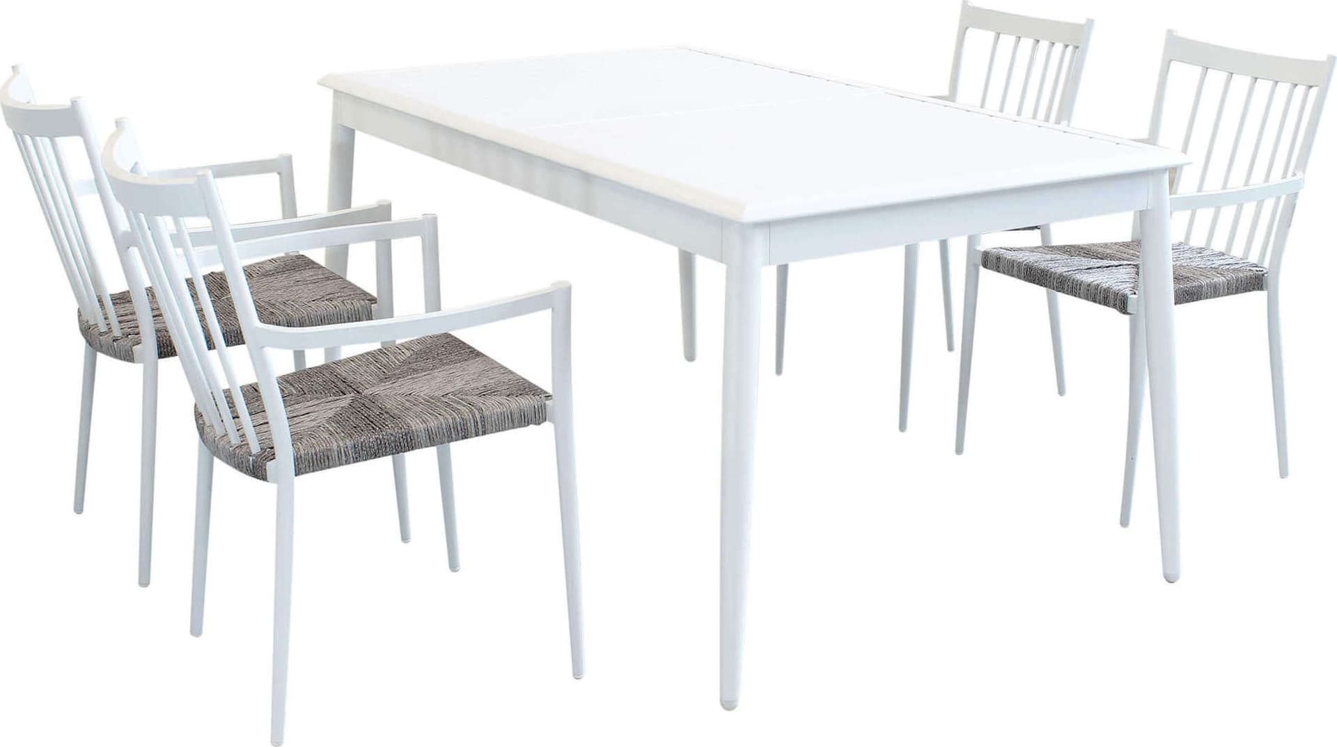 IMPERIUM---set-tavolo-in-alluminio-cm-160/240x90x76-h-con-4-sedute-Bianco-Milani-Home