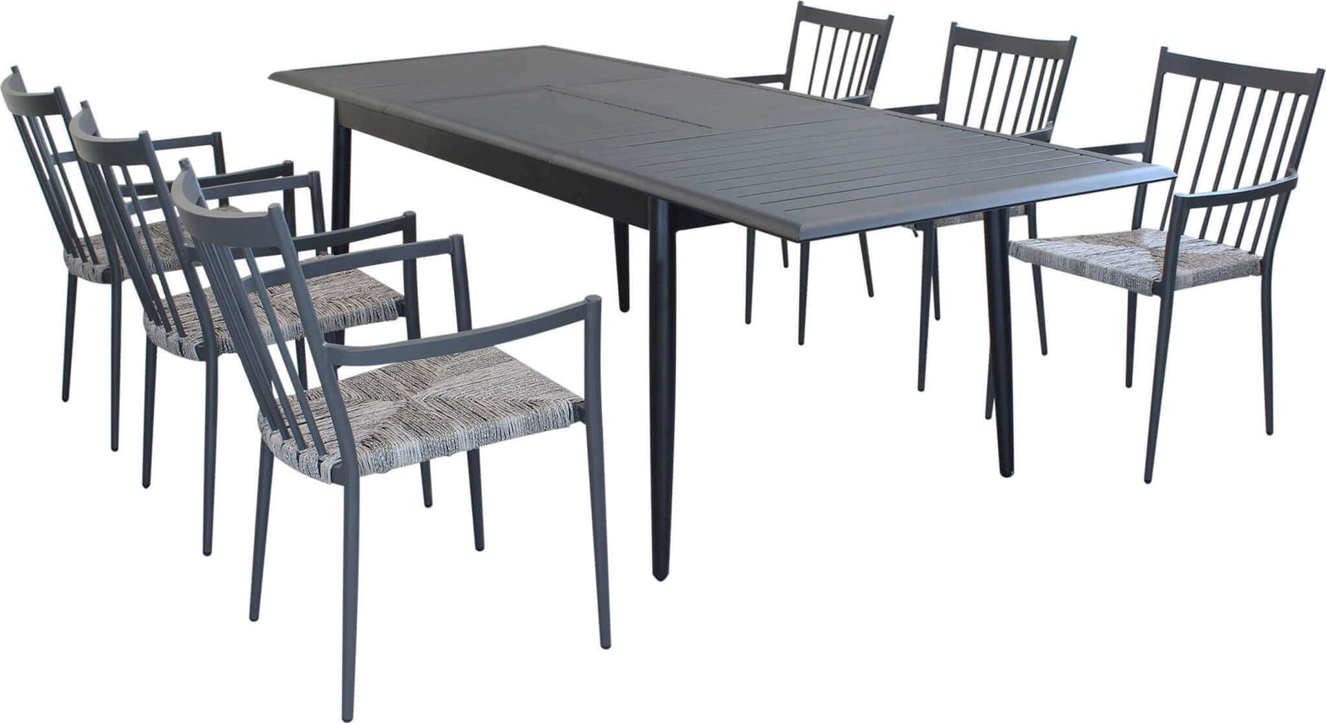 IMPERIUM---set-tavolo-in-alluminio-cm-160/240x90x76-h-con-6-sedute-Antracite-Milani-Home