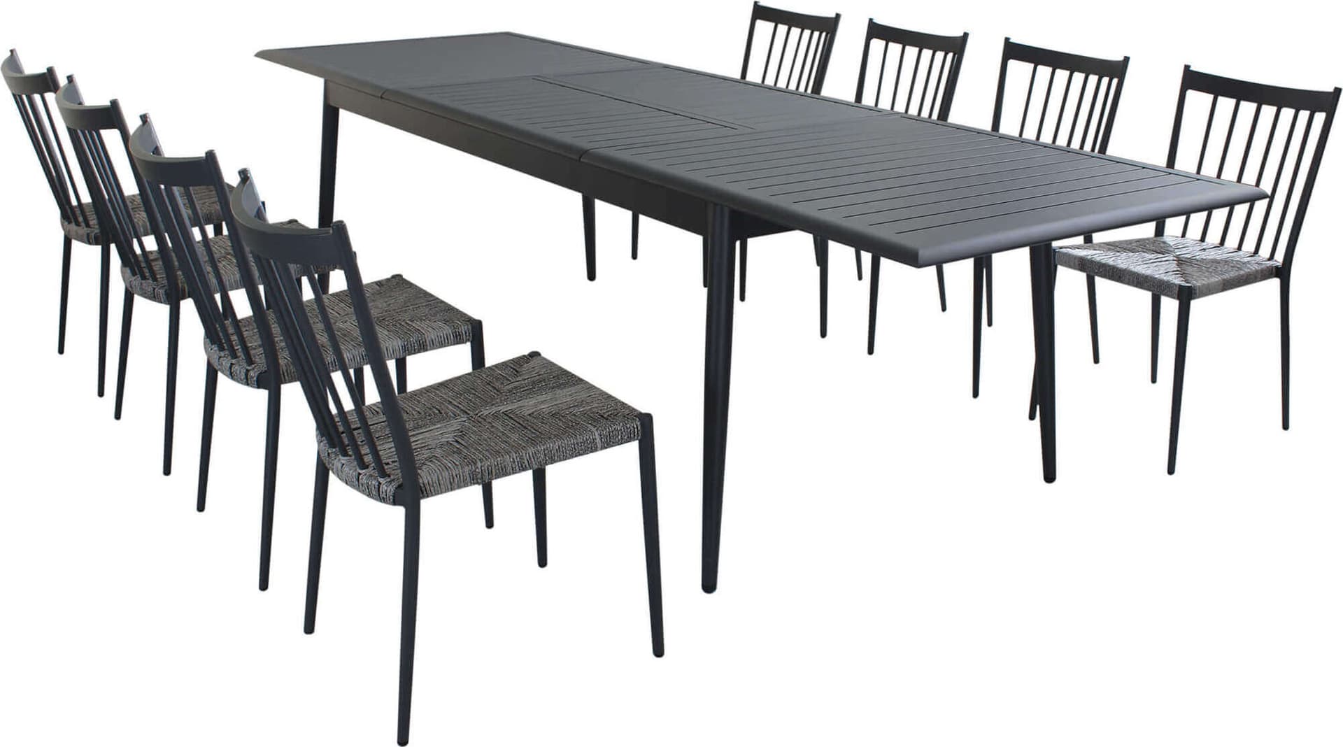 IMPERIUM---set-tavolo-in-alluminio-cm-200/300x90x76-h-con-8-sedute-Antracite-Milani-Home