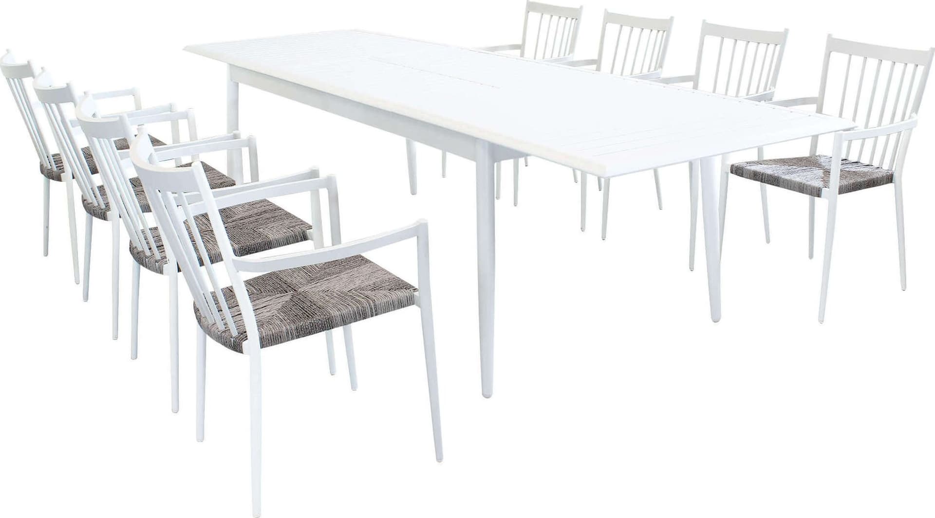 IMPERIUM---set-tavolo-in-alluminio-cm-200/300x90x76-h-con-8-sedute-Bianco-Milani-Home