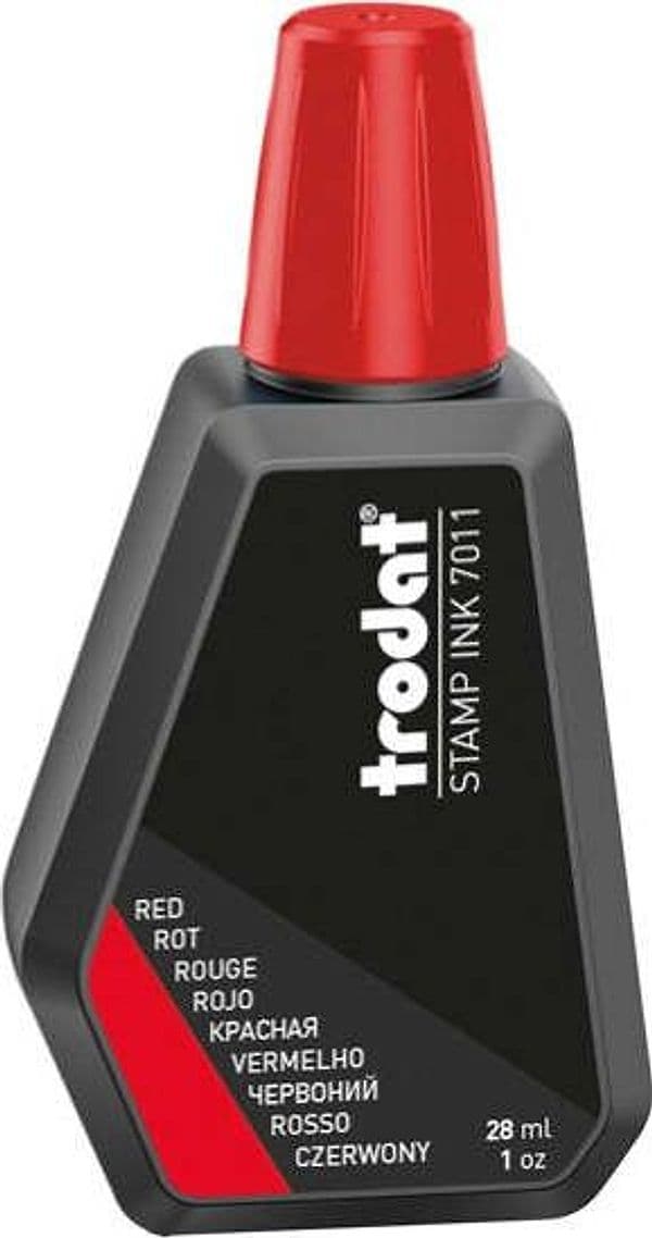 Inchiostro 7011 per timbro in gomma - 28 ml - rosso - Trodat Cancelleria e prodotti per ufficio/Archivio ufficio e accessori per scrivania/Etichette divisori per schedario e timbri/Timbri e materiali per timbri/Tamponi asciuga inchiostro Eurocartuccia - Pavullo, Commerciovirtuoso.it
