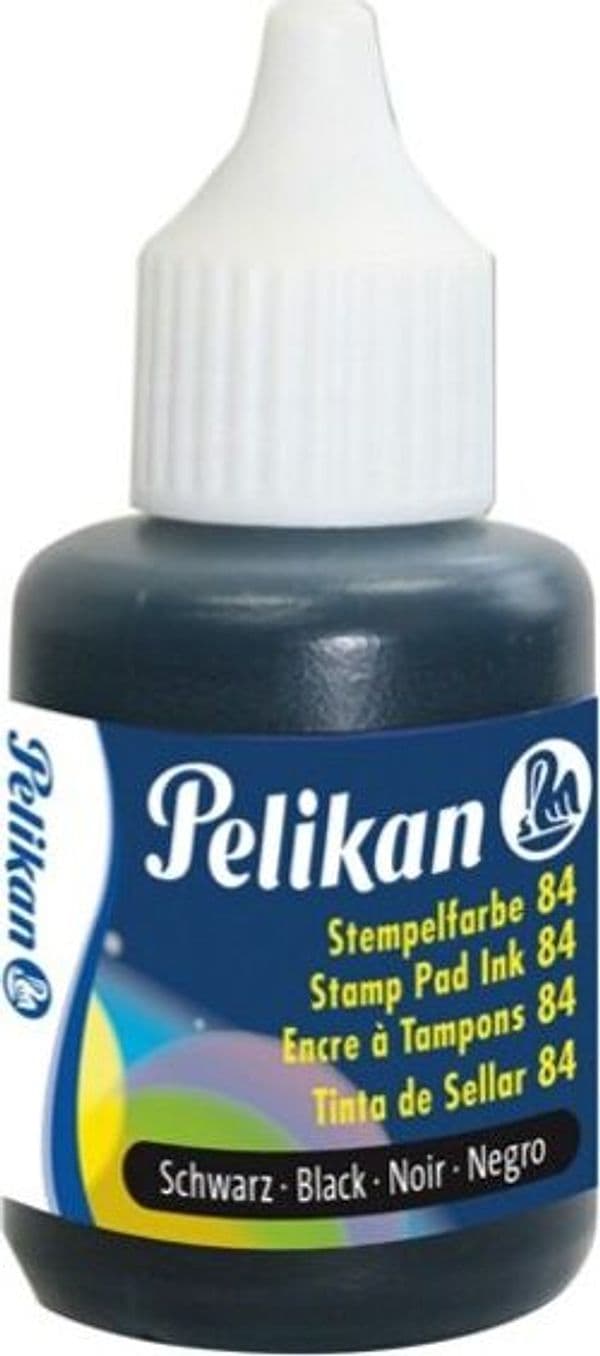 Inchiostro 84 - 30 ml - resistente all'acqua - nero - Pelikan Cancelleria e prodotti per ufficio/Archivio ufficio e accessori per scrivania/Etichette divisori per schedario e timbri/Timbri e materiali per timbri/Tamponi asciuga inchiostro Eurocartuccia - Pavullo, Commerciovirtuoso.it