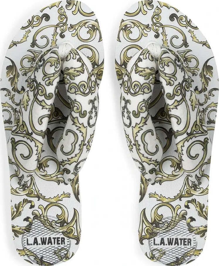 Infradito Donna White Queen L.A. Water Con Suola Bianca 1,8 Cm in Gomma Antiscivolo Sandalo Infradito Pattern Fantasia Oro Stampato Moda/Donna/Scarpe/Sandali e ciabatte/Infradito You Store - Messina, Commerciovirtuoso.it