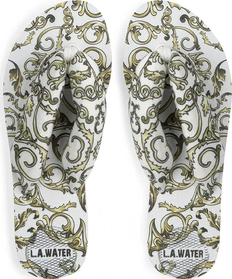 Infradito Donna White Queen L.A. Water Con Suola Bianca 1,8 Cm in Gomma Antiscivolo Sandalo Infradito Pattern Fantasia Oro Stampato Moda/Donna/Scarpe/Sandali e ciabatte/Infradito You Store - Messina, Commerciovirtuoso.it