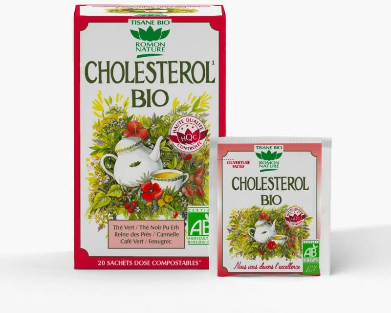 Infusi Biologici per Colesterolo con Tè verde, Tè nero , Olmaria, Cannella, Caffè verde, Fieno greco 20 BUSTINE