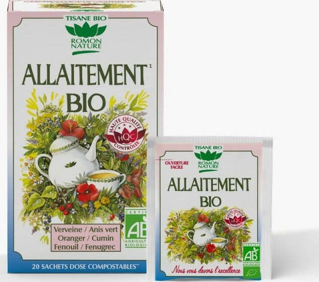 Infusi Biologici per l'allattamento con Verbena, Anice Verde, Fiori d'Arancio, Cumino, Finocchio e Fieno Greco. 20 bustine