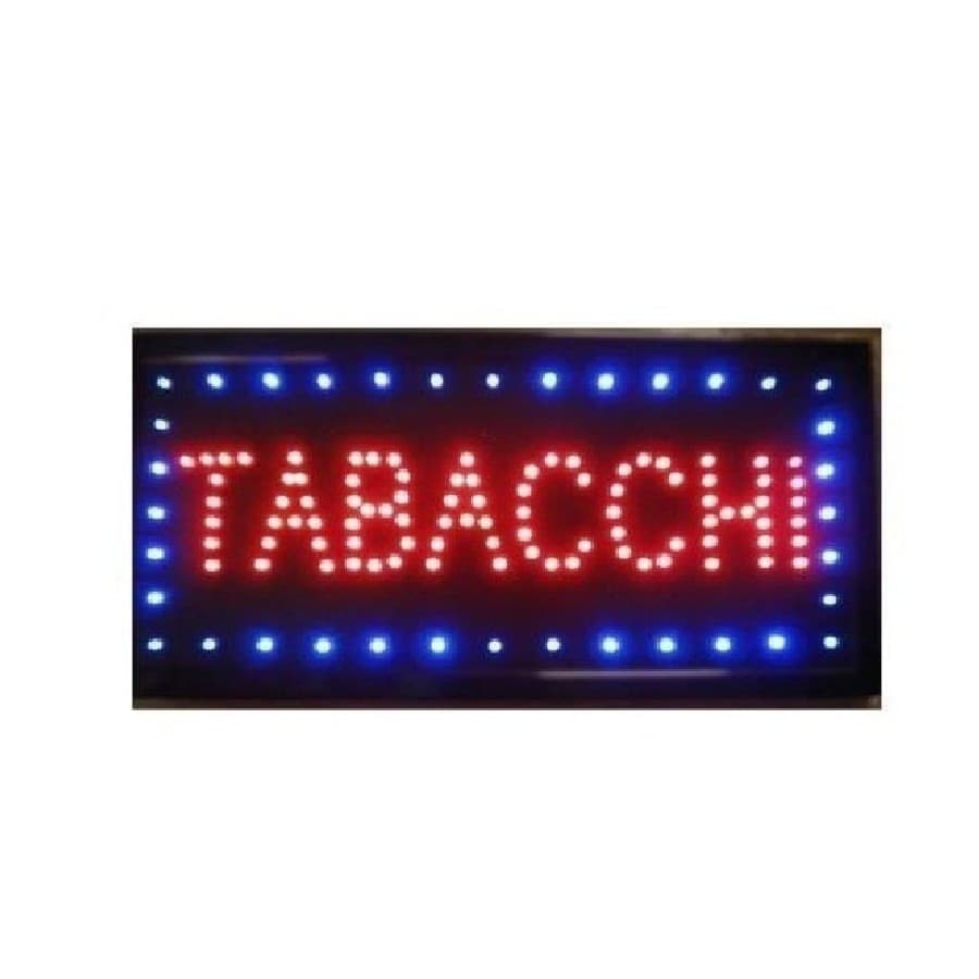 INSEGNA LUMINOSA A LED CON SCRITTA TABACCHI PER NEGOZIO TABACCHERIA 48,5X25,5CM