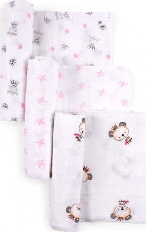 INTERBABY PACK 3 TELI IN GARZA ROSA 80X80 CM