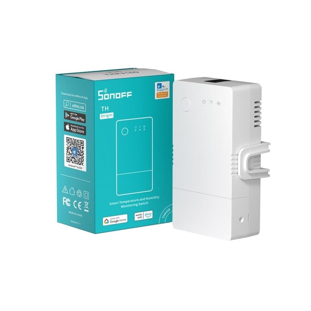 INTERRUTTORE DI RILEVAMENTO TEMPERATURA UMIDITÀ THR316 TH ORIGIN SMART WIFI SONOFF in Spine intelligenti e telecomandate Trade Shop italia - Napoli, commercioVirtuoso.it