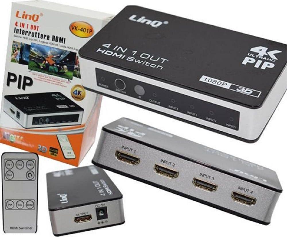 Interruttore Hdmi Switcher Switch Hub 4k Ultra Hd 4 Input 1 Output Pip Vk-401p Elettronica/Home Cinema TV e video/Accessori/Cavi/Cavi HDMI Trade Shop italia - Napoli, Commerciovirtuoso.it