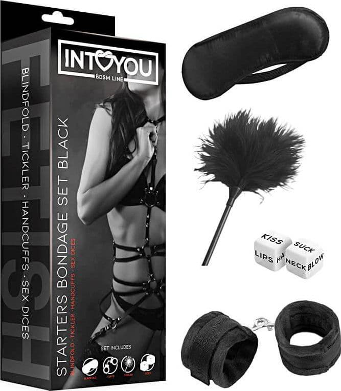 Bondage set nero manette maschera dadi tintillatore Intoyou Fetish kit in prodotto Erosdom - Palmi, commercioVirtuoso.it