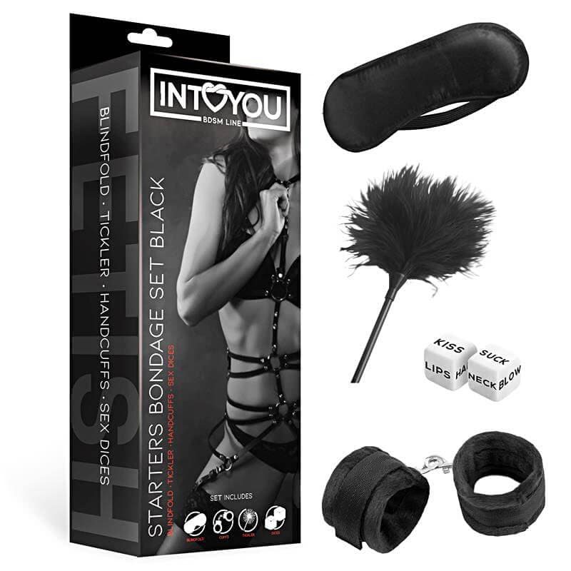Bondage set nero manette maschera dadi tintillatore Intoyou Fetish kit in prodotto Erosdom - Palmi, commercioVirtuoso.it
