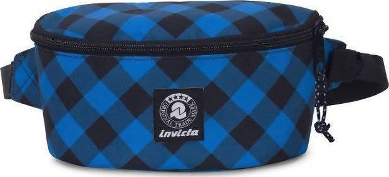Invicta Marsupio Luck Waist Bag Blue Plaid Marsupio Unisex Blu e Nero Cintura Regolabile Logo Frontale in Marsupi alla moda Cartolibreria La Fenice - Spadafora, commercioVirtuoso.it