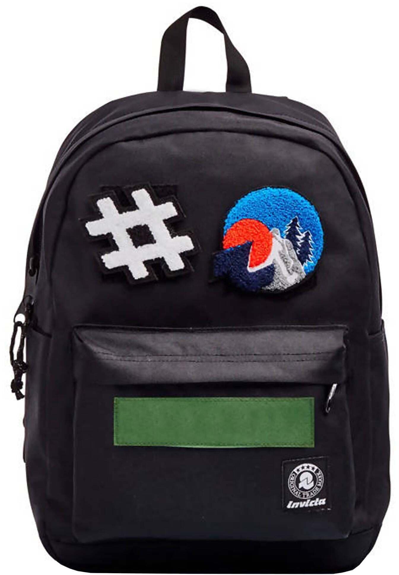 Invicta Zaino Carlson Patch Me Jet Black Nero Con Fondo Rinforzato E Tasche Maxi Zaino Scuola Imbottito 30x41,5x18cm in Zaini per ragazzi Cartolibreria La Fenice - Spadafora, commercioVirtuoso.it