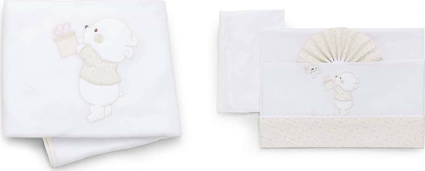 Italbaby Completo Di Lenzuoline Ricamate Per Lettino + Copertina In Pile, Lettino Di Legno Culla Con Disegni Fantasia