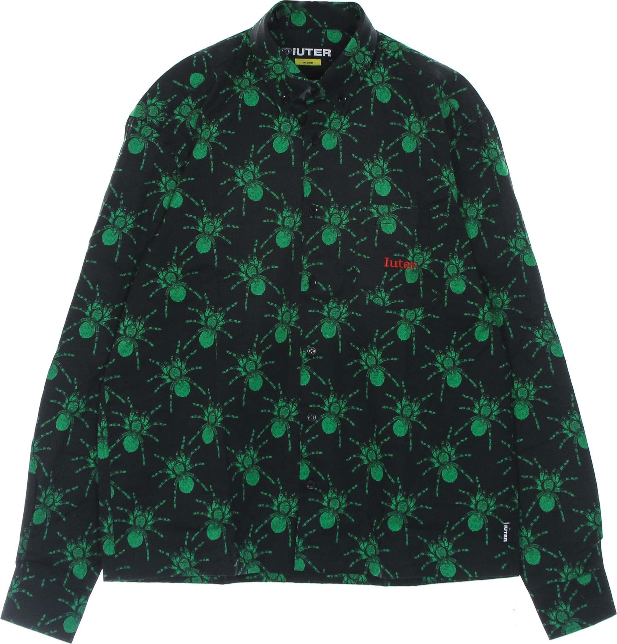 IUTER-Camicia-Manica-Lunga-Uomo-Spider-Shirt-Black-da-uomo
