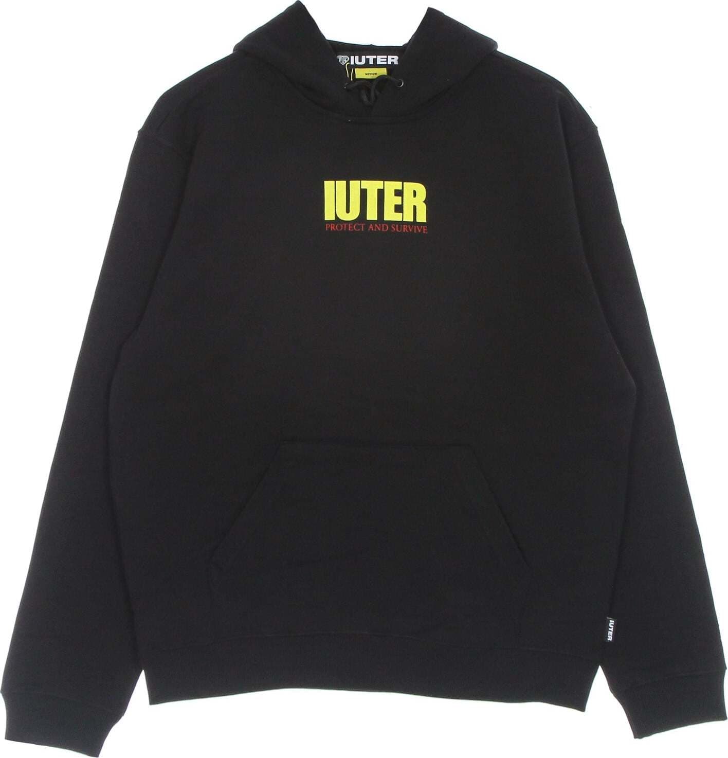IUTER-Felpa-Leggera-Cappuccio-Uomo-Stay-Alive-Hoodie-Black-da-uomo