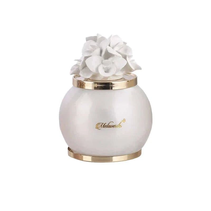 Lampada Orchidea Marmo Bianco Melaverde – Bomboniera Porcellana 16x21 cm in Lampade da tavolo e abat-jour The King Luxury - San Marcellino, commercioVirtuoso.it