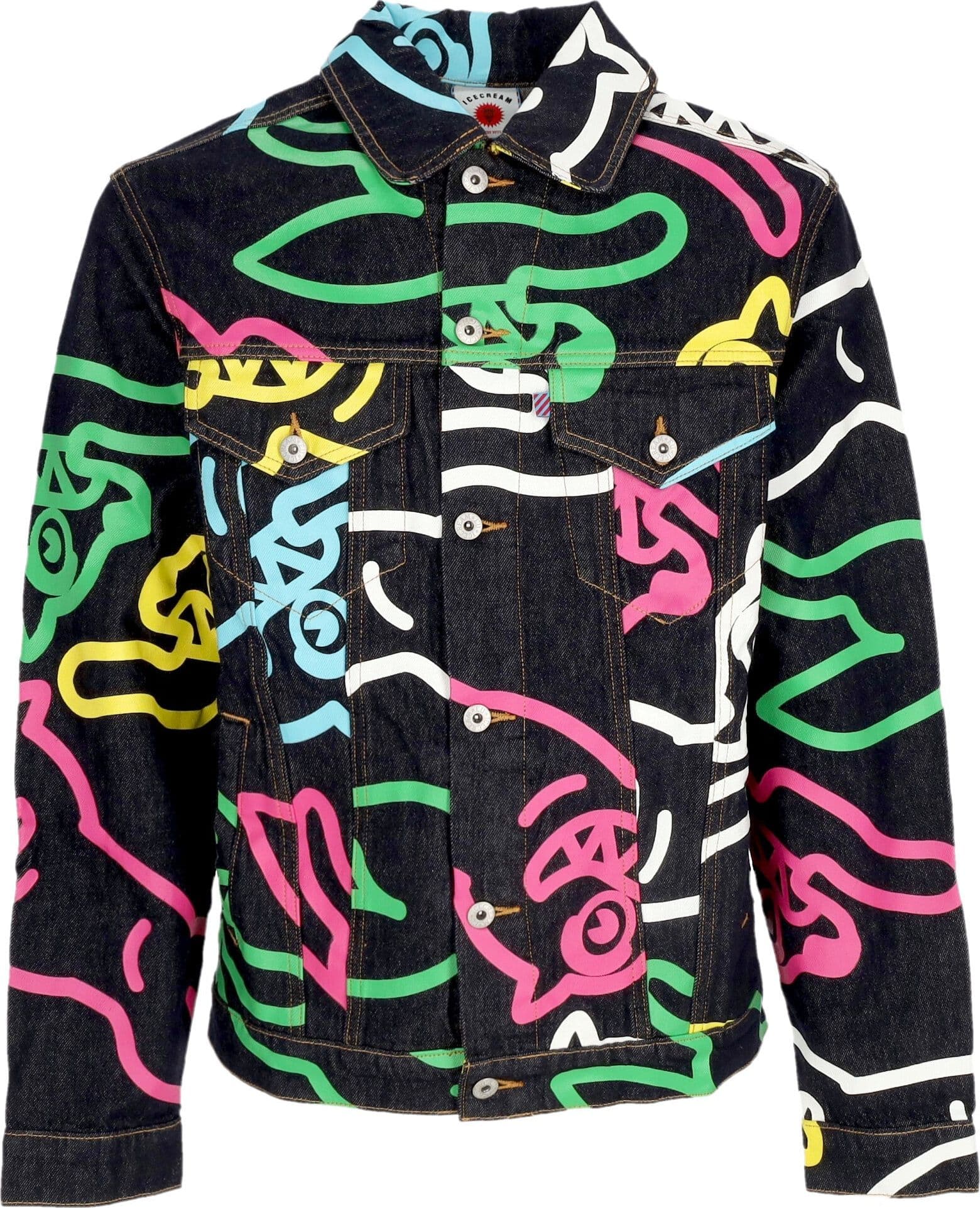 ICE CREAM Jeans Uomo Jumbo Running Dog Denim Jacket Black/multi da uomo in Giacche Drestige - Casamassima, commercioVirtuoso.it