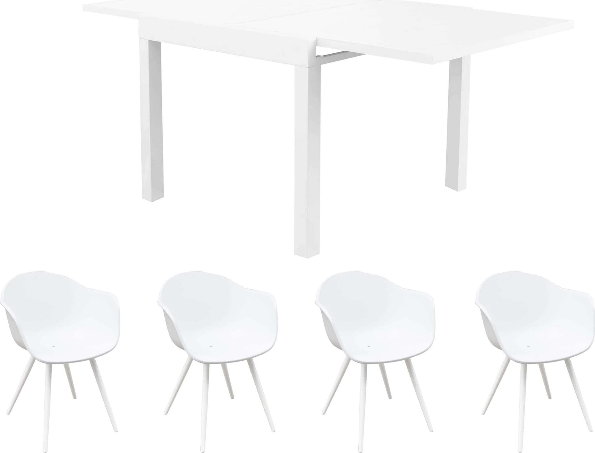 JERRI---set-tavolo-da-giardino-in-alluminio-con-4-sedie-90/180x90-Bianco-Milani-Home