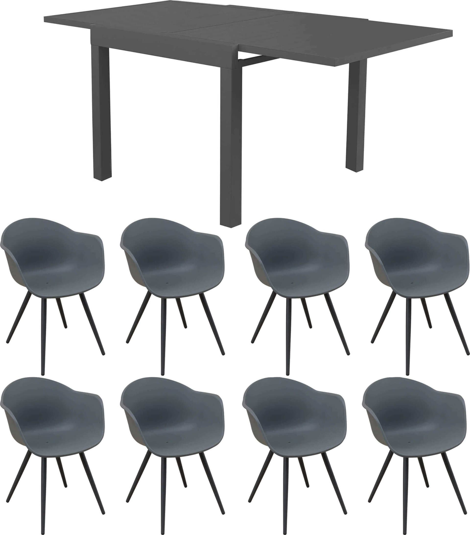 JERRI---set-tavolo-da-giardino-in-alluminio-con-8-sedie-90/180x90-Antracite-Milani-Home