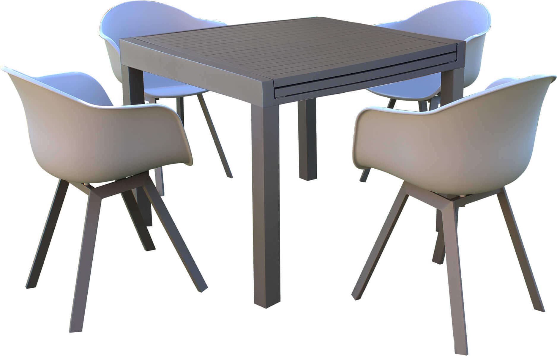 JERRI---set-tavolo-in-alluminio-cm-90/180x90x75-h-con-4-sedute-Taupe-Milani-Home