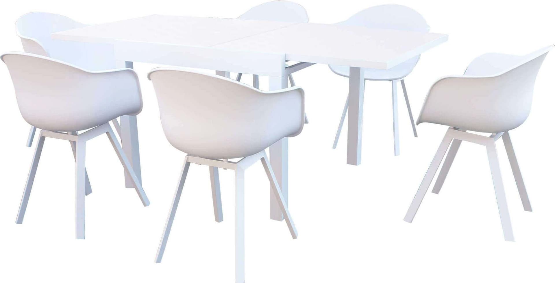 JERRI---set-tavolo-in-alluminio-cm-90/180x90x75-h-con-6-sedute-Bianco-Milani-Home