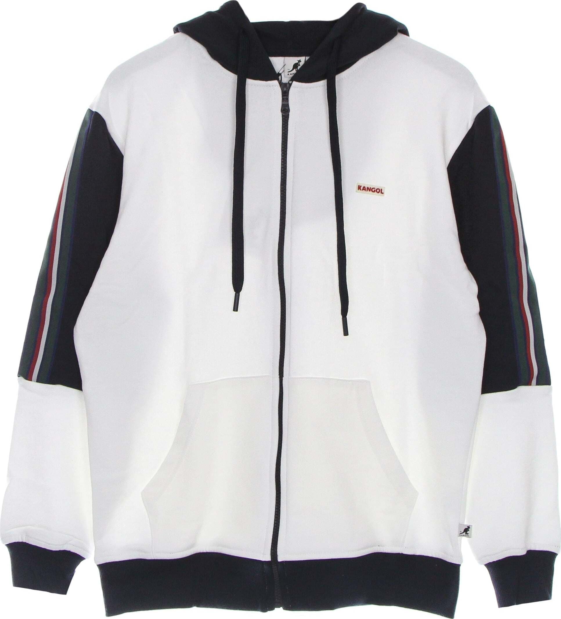 KANGOL-Felpa-Leggera-Cappuccio-Zip-Uomo-Heritage-Taped-Zip-Hoodie-Off-White-da-uomo