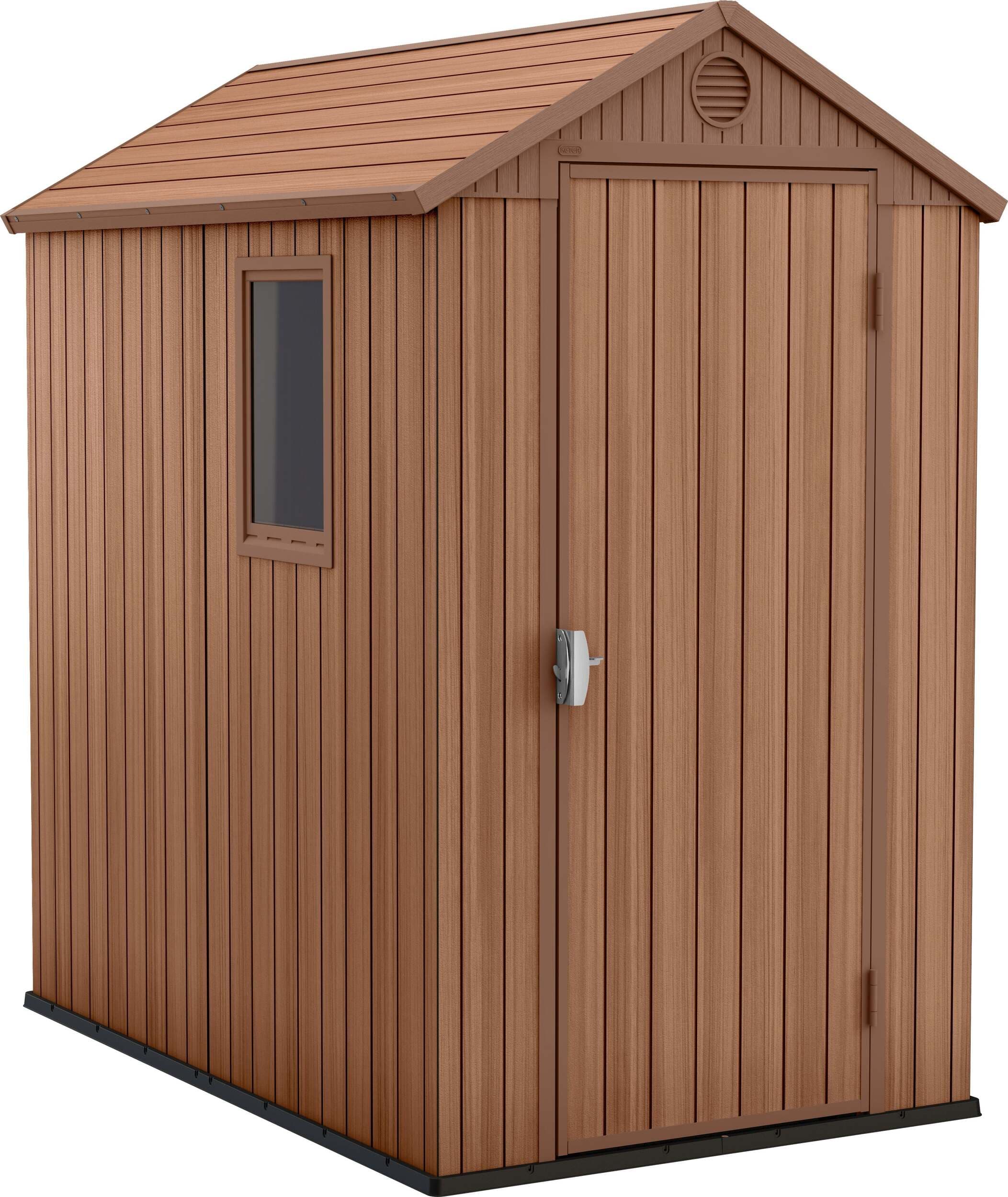 Keter Casetta Porta Attrezzi Da Giardino in Resina Effetto Legno Darwin M 125x184x205h Keter Casetta Con Finestra Giardino e giardinaggio/Organizzazione esterni e alloggiamento/Casette da giardino Ferus - Montoro, Commerciovirtuoso.it