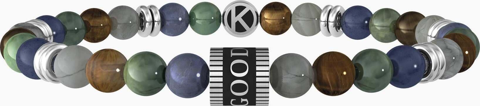 Kidult---Bracciale-elastico-uomo-con-pietre-multicolor-GOOD-LUCK