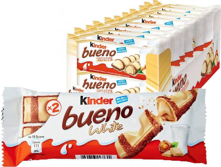 Kinder Bueno White 30x Snack Kinder Bueno White 43 Gr Confezione Da 30 Pz Alimentari e cura della casa/Cereali e muesli/Cereali e barrette snack/Barrette ai cereali Franco Pausa Caffè - Albano Laziale, Commerciovirtuoso.it