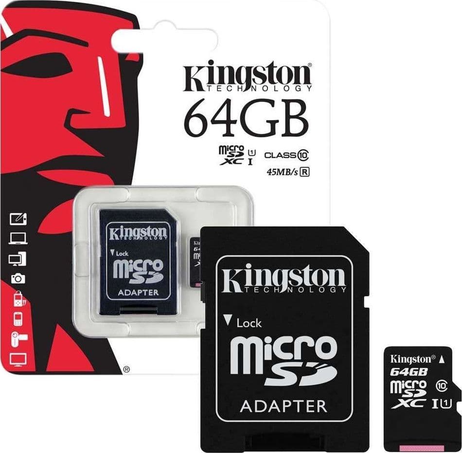 KINGSTON MICRO SD 64GB MICROSD CLASSE 10 SDHC SCHEDA DI MEMORIA CARD SMARTPHONE