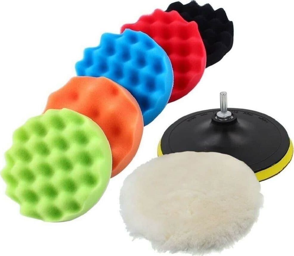 Kit-10-Pz-Spugna-Lucidante-Ceratura-+-Adattatore-Per-Trapano-Lucidatrice-125mm