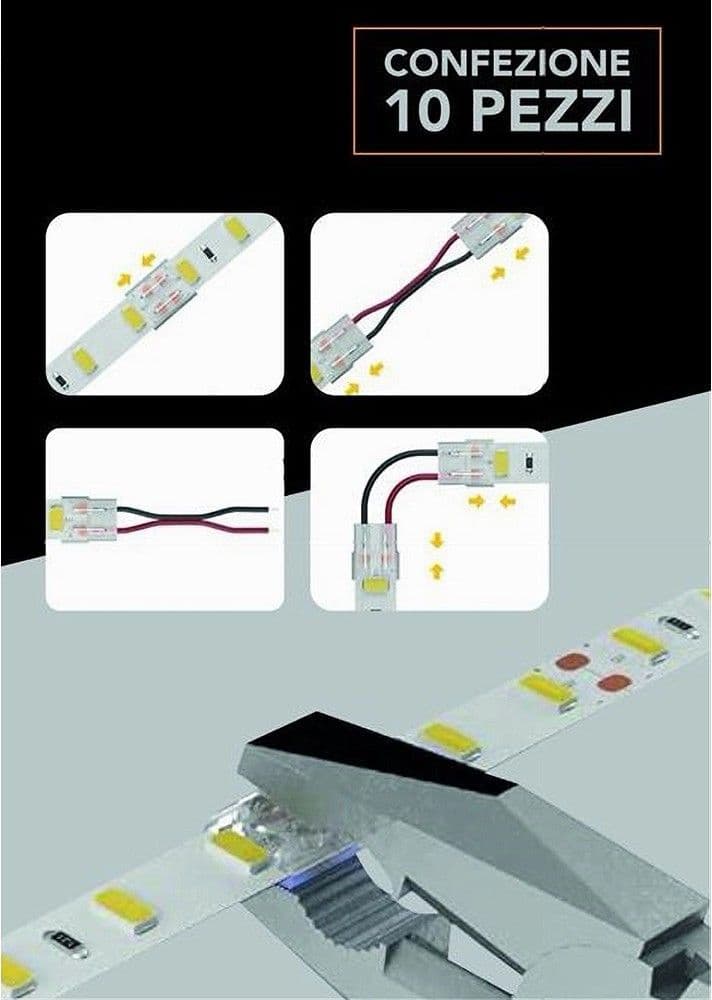KIT 10PZ CONNETTORE TRASPARENTE LINEARE STRISCIA LED MONOCOLORE 2PIN 10MM CN10-D in Nastri LED Trade Shop italia - Napoli, commercioVirtuoso.it
