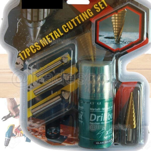 KIT 17 PEZZI PUNTE FRESE ALLARGAFORI PER TRAPANO SVASATORE SCALINO PER METALLO