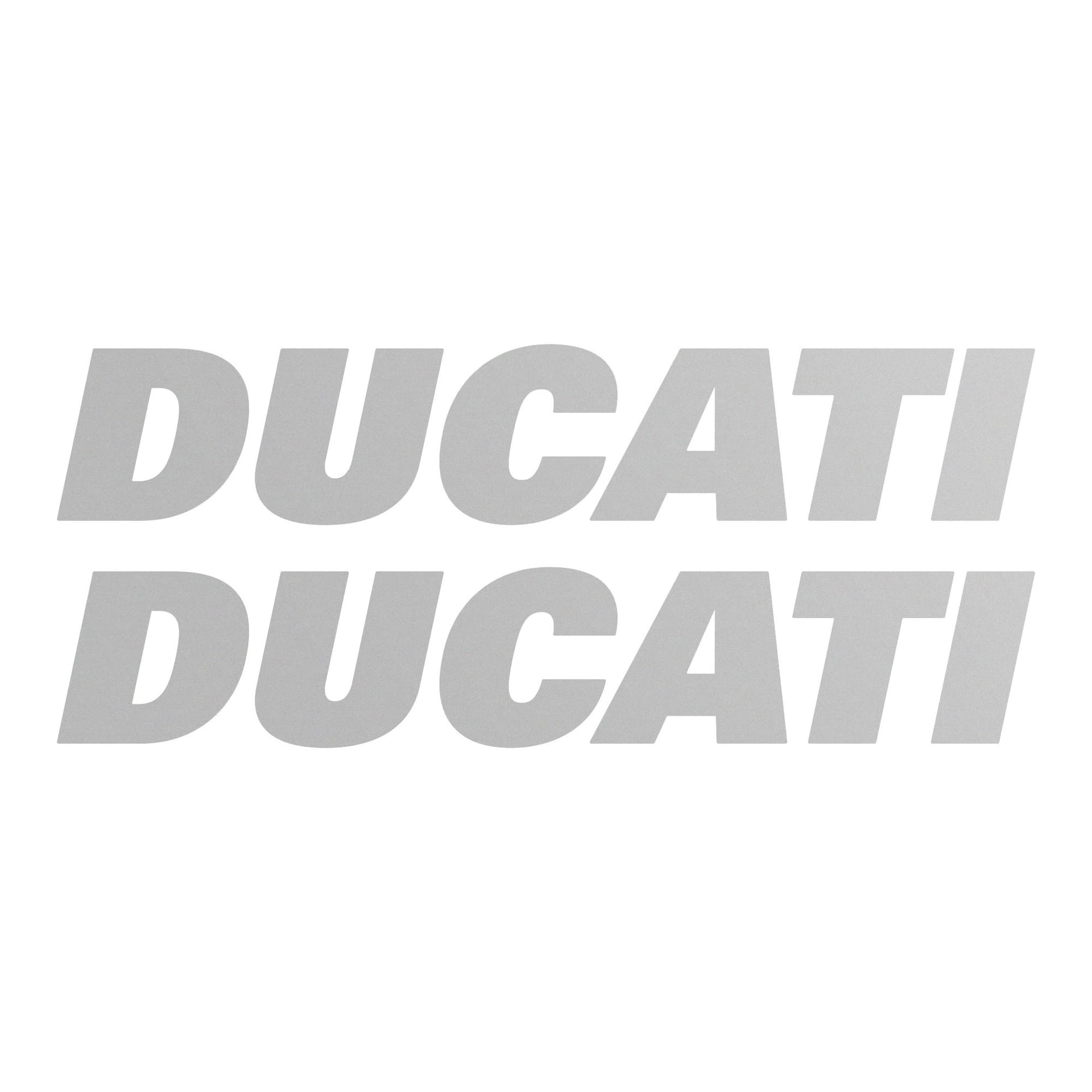 Kit-2-ADESIVI-per-SERBATOIO-MOTO-Scritta-DUCATI-Adesivo-ARGENTO-STICKERS-Racing