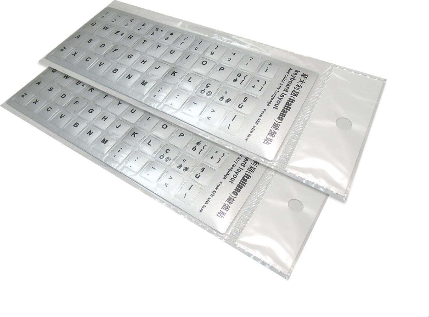 Kit 2 Adesivi Tastiera Silver Argento Layout ITALIANO per Tastiera PC Notebook in Coperture antipolvere 85cento.it - Potenza, commercioVirtuoso.it