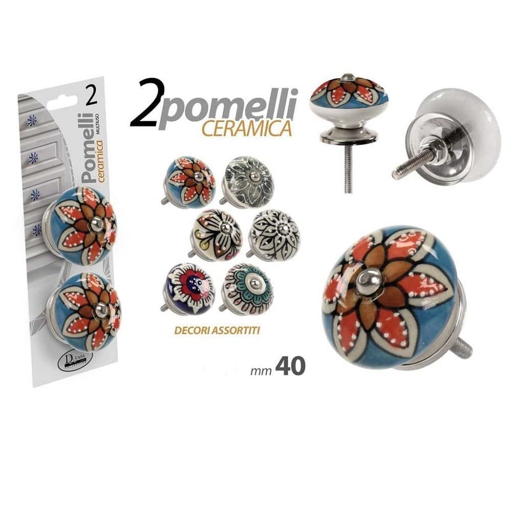 Kit 2pz Pomelli Mobili Cassetti Pomello In Ceramica 40mm Decori Assortiti 843020 Fai da te/Ferramenta/Minuteria per mobili/Manopole Trade Shop italia - Napoli, Commerciovirtuoso.it