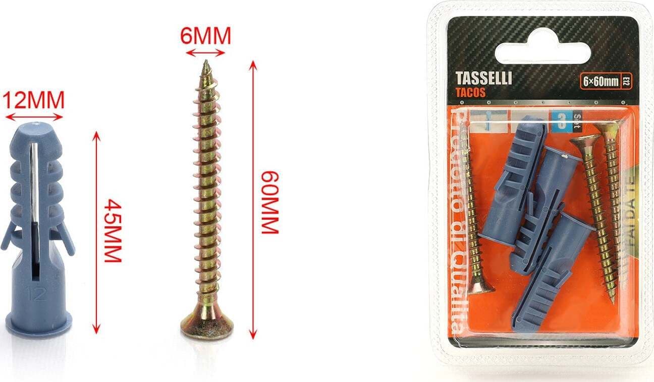 Kit-3-pcs-Tasselli-12x60mm-Con-Viti-6x60mm-A2Zworld