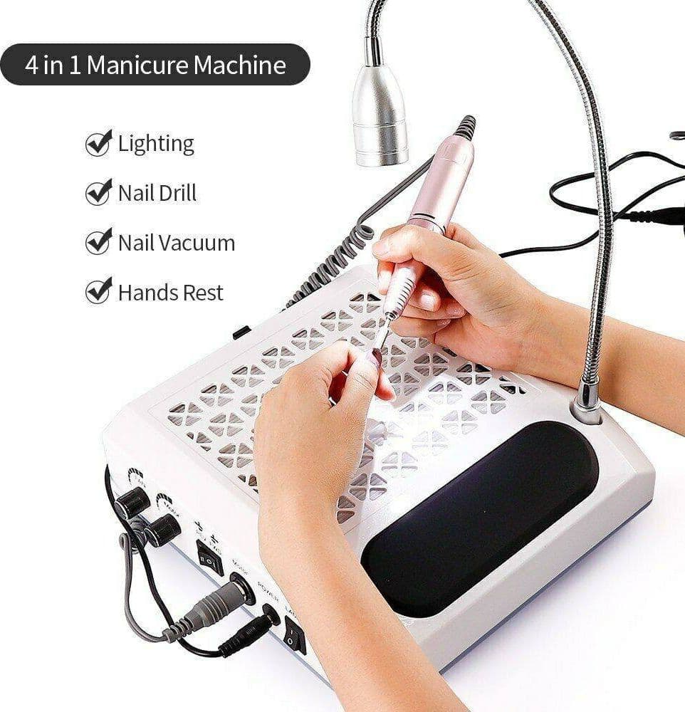 KIT 4 IN 1 ESTETISTA ASPIRATORE FRESA LAMPADA MANICURE PEDICURE NAIL ART UNGHIE