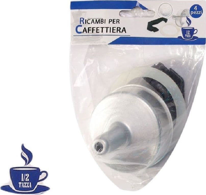 Kit 4pz Ricambi Filtro Guarnizione Manico Imbuto Caffettiera Moka Misura 1/2 Tazza Casa e cucina/Elettrodomestici per la cucina/Macchine da caffè/Parti di ricambio per macchine da caffè/Filtri per macchine da caffè/Filtri riutilizzabili Trade Shop italia - Napoli, Commerciovirtuoso.it