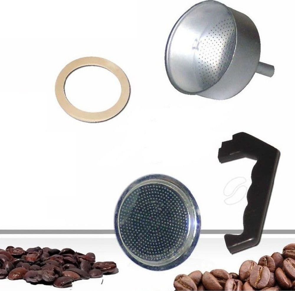 Kit 4pz Ricambi Filtro Guarnizione Manico Imbuto Caffettiera Moka Misura 2 Tazze Casa, arredamento e bricolage > Elettrodomestici > Caffettiere Trade Shop italia - Napoli, Commerciovirtuoso.it