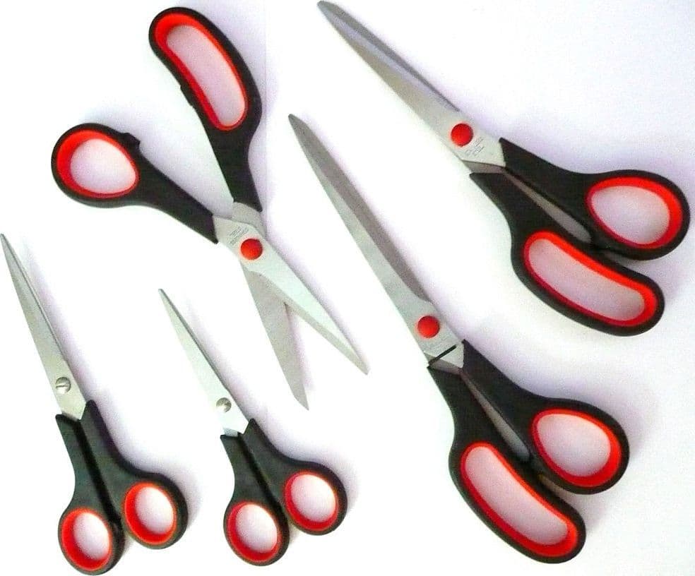 Kit-5-Forbici-Con-Lama-In-Acciaio-Per-Ufficio-Cucina-Lavoro-Utensile-Taglia