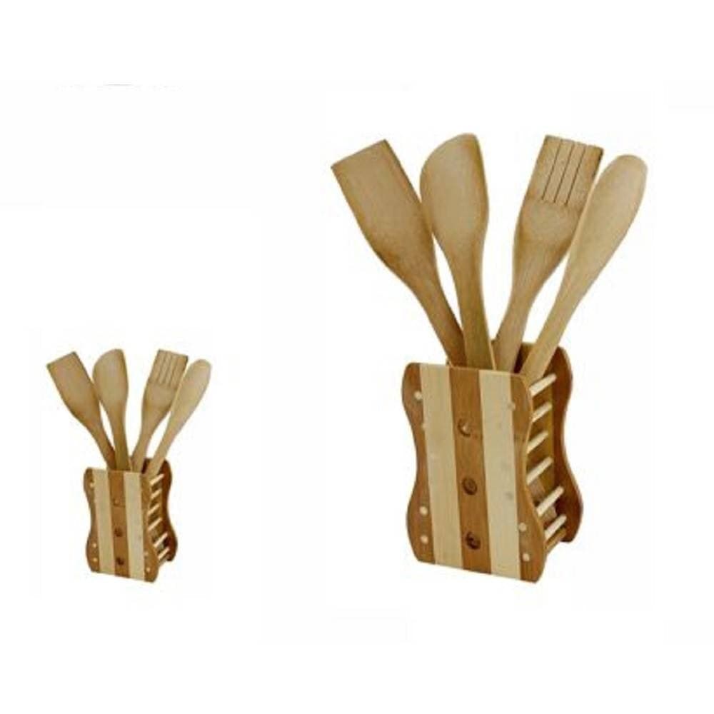 Kit 5 Pz Cucina Porta Mestolo Mestoli In Legno Bamb? Con 4 Mestoli Posate 67375 Casa, arredamento e bricolage > Cucina > Accessori cucina Trade Shop italia - Napoli, Commerciovirtuoso.it