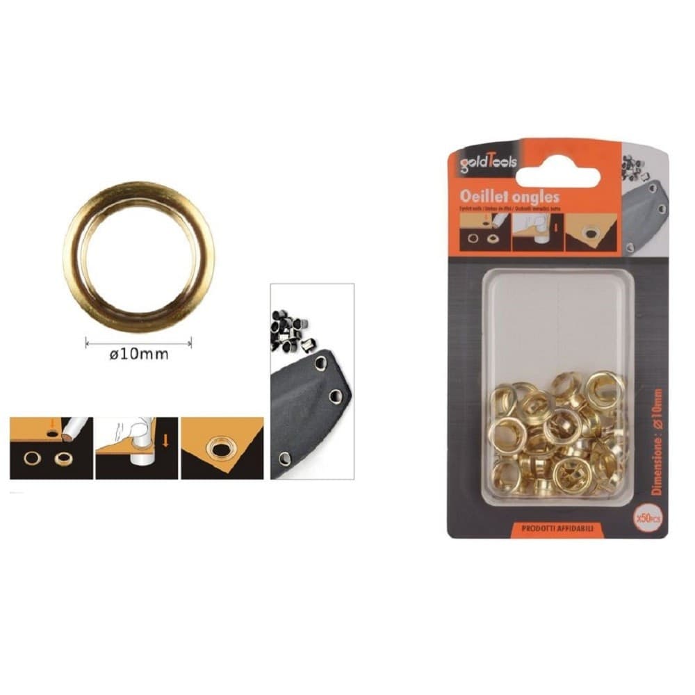 Kit 50 Pz Occhiello Occhielli Metallici Foro Ø10mm In Metallo Dorato Pelle 90925 Fai da te/Ferramenta/Chiodi viti ed elementi di fissaggio/Tasselli/Tasselli a T Trade Shop italia - Napoli, Commerciovirtuoso.it
