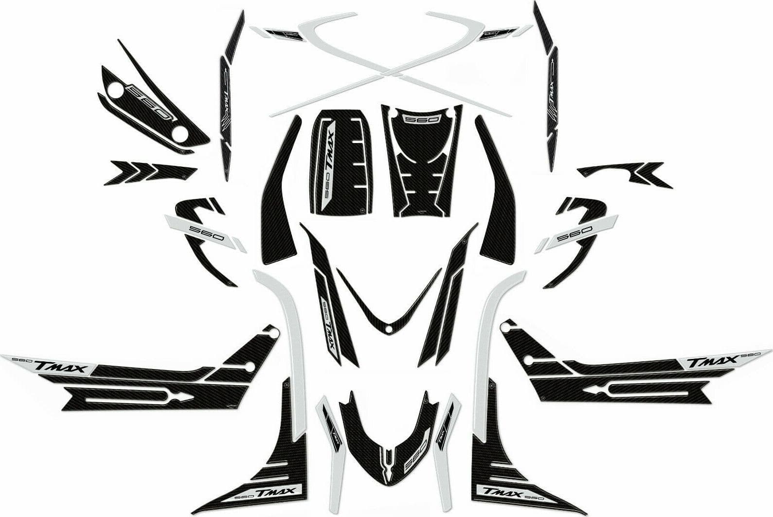 Kit-ADESIVI-in-GEL-3D-compatibili-YAMAHA-Tmax-560-2020-2021-CARBON-LOOK-ARGENTO