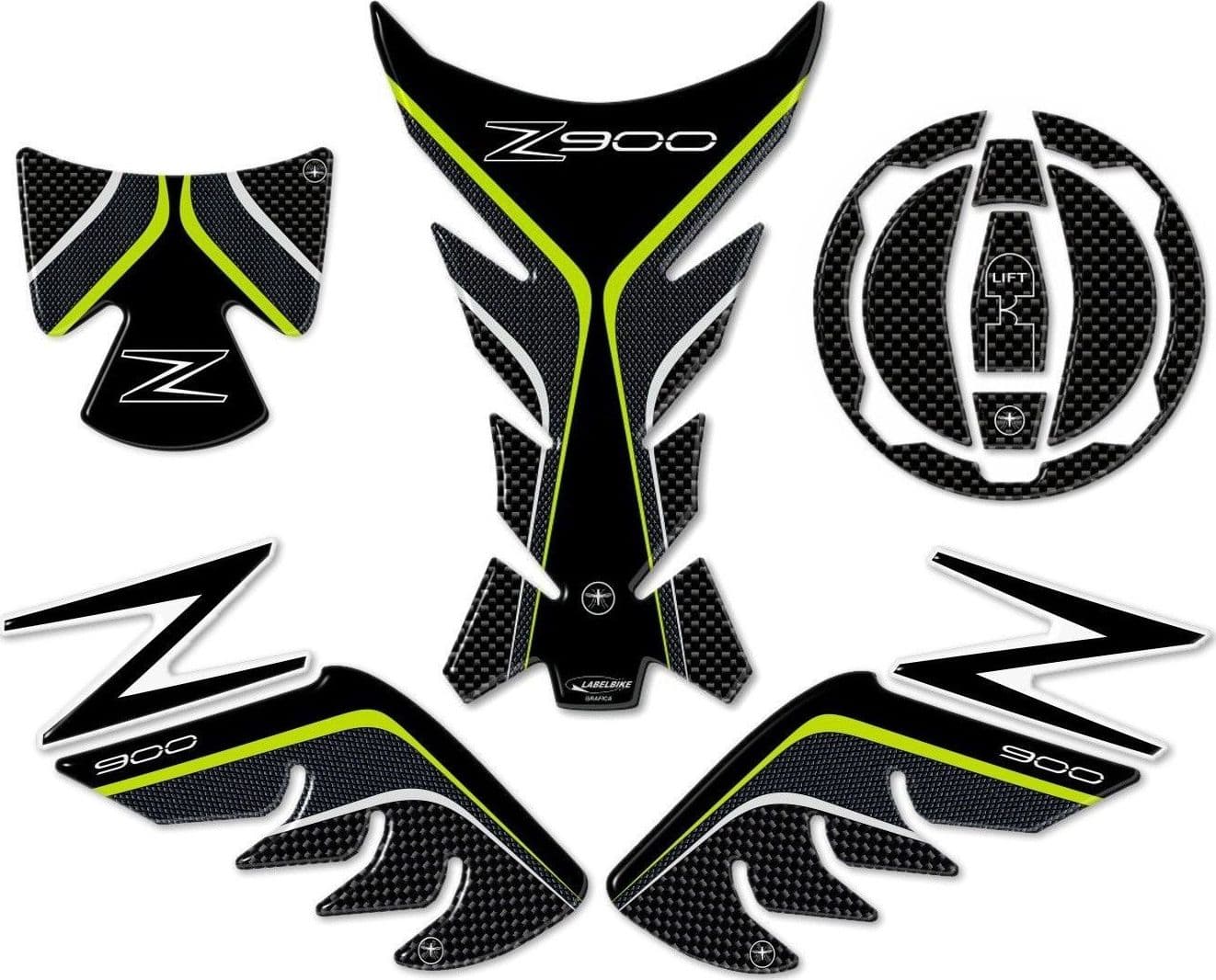 Kit Adesivi Resina Gel 3D Protezioni compatibili con Kawasaki Z900 carbon