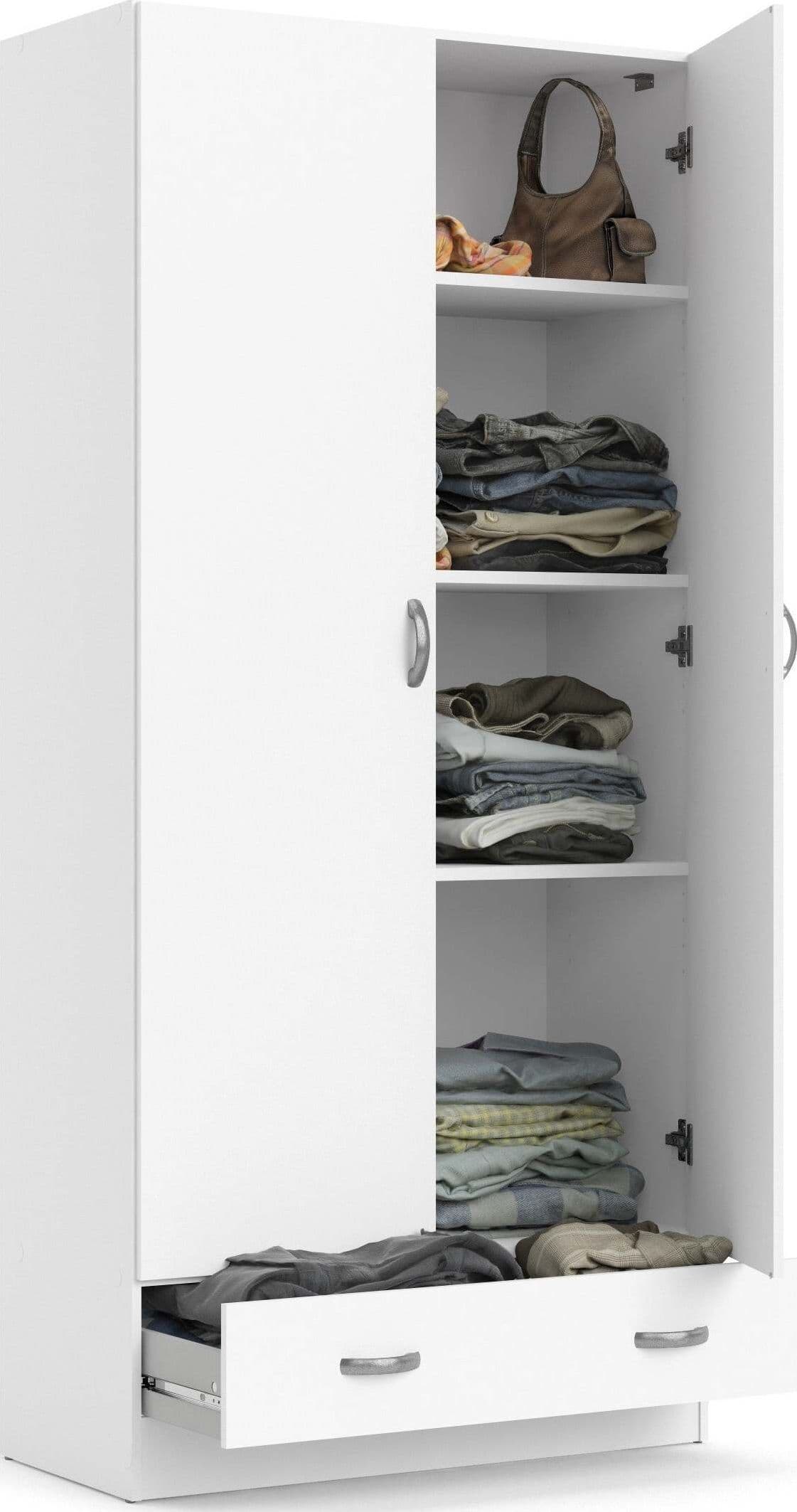 Kit Armadio Focus 2 Ante E 1 Cassetto 79x35x170cm Armadio Bianco Con Scaffali Casa e cucina/Arredamento/Camera da letto/Armadi Ferus - Montoro, Commerciovirtuoso.it